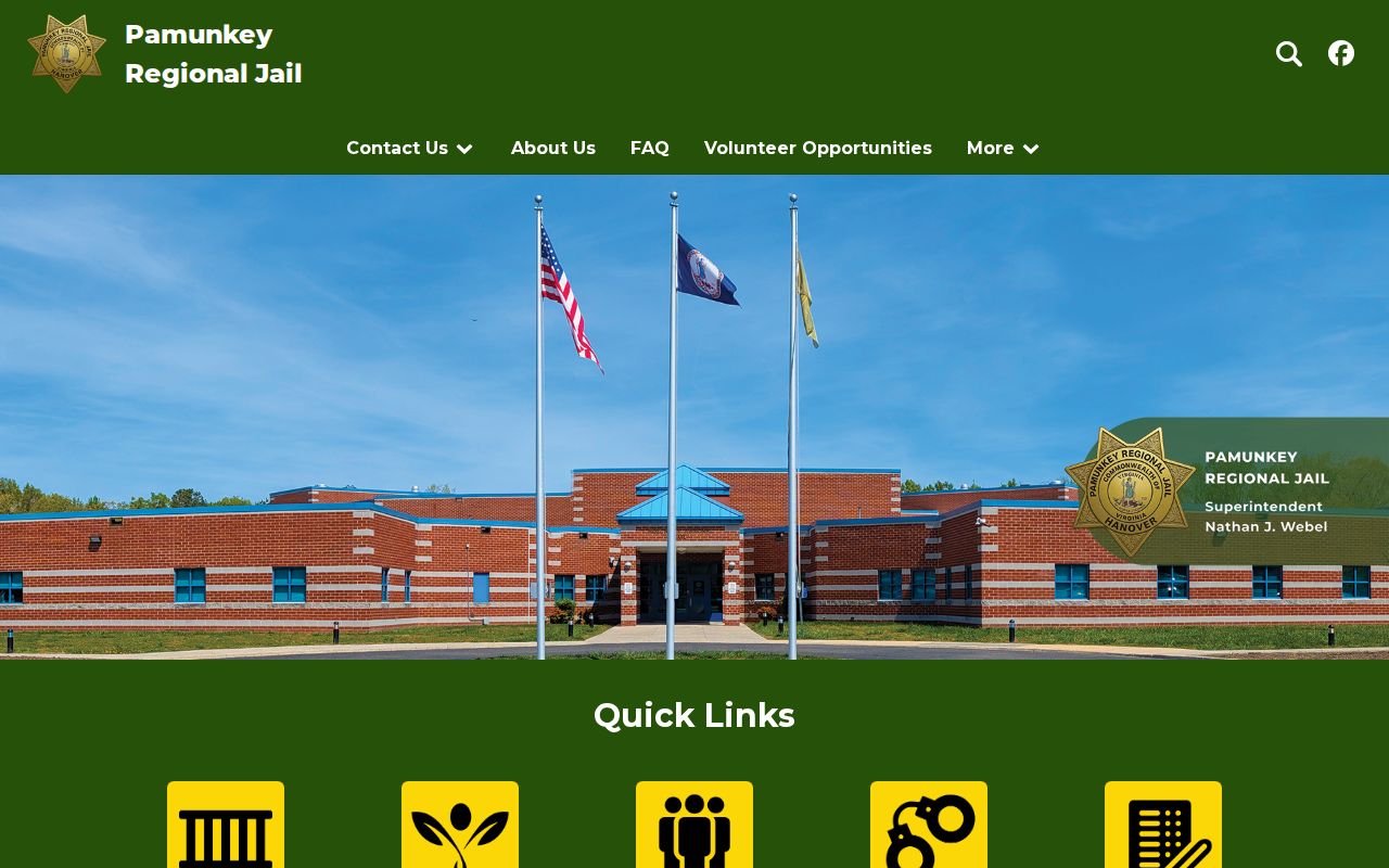 Pamunkey Regional Jail official New Kent County current custody and booking record resources