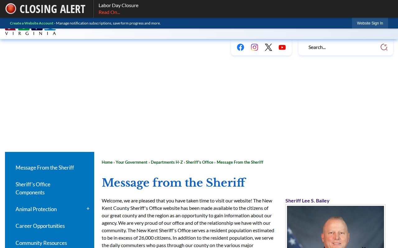 New Kent County warrant-record tip information from the Sheriff